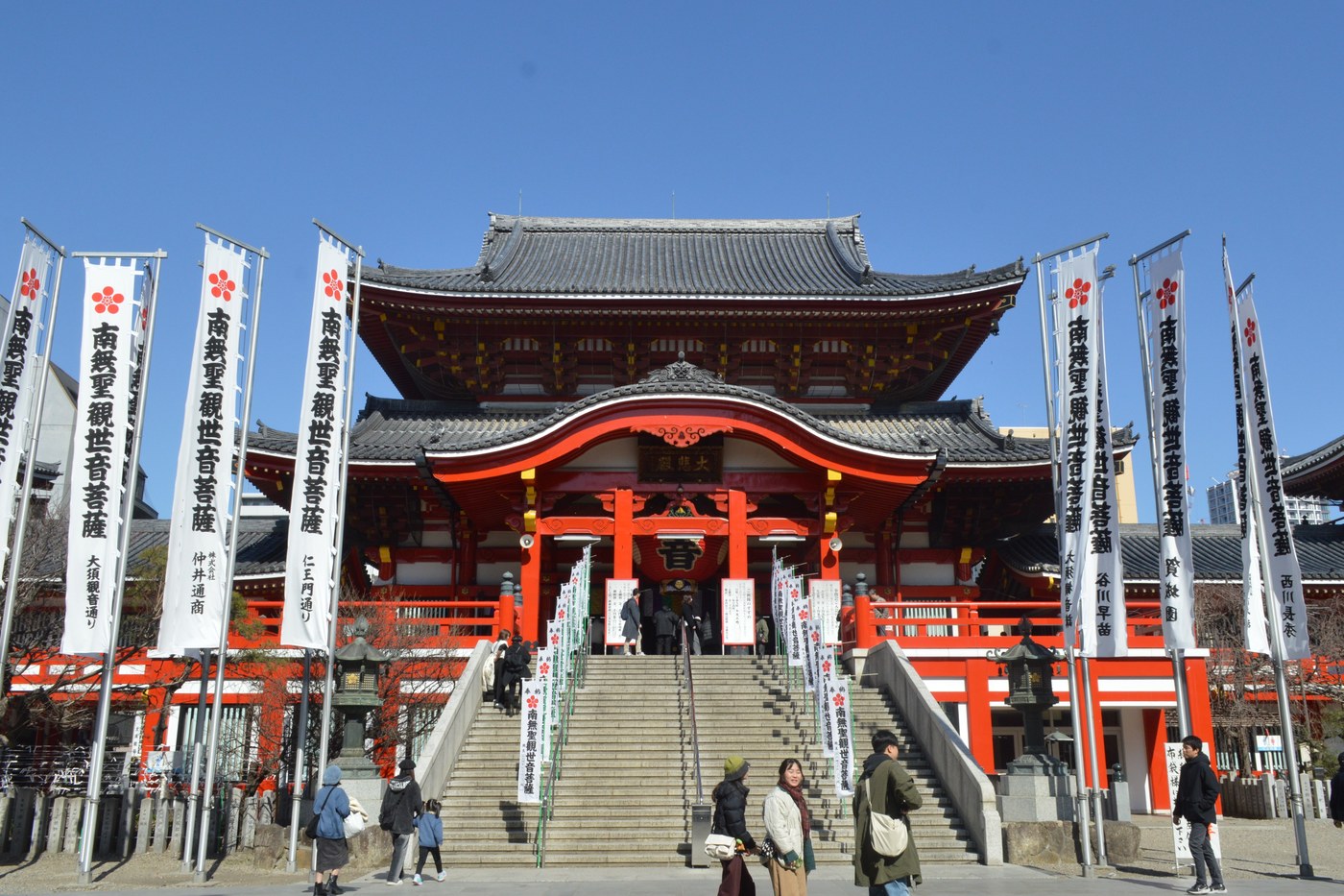 The main hall of Osu Kannon Buddhist temple, in the Osu shopping district of Nagoya.